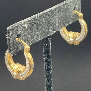 Vintage 925 Sterling Gold Vermeil Pierced Hoop Earrings